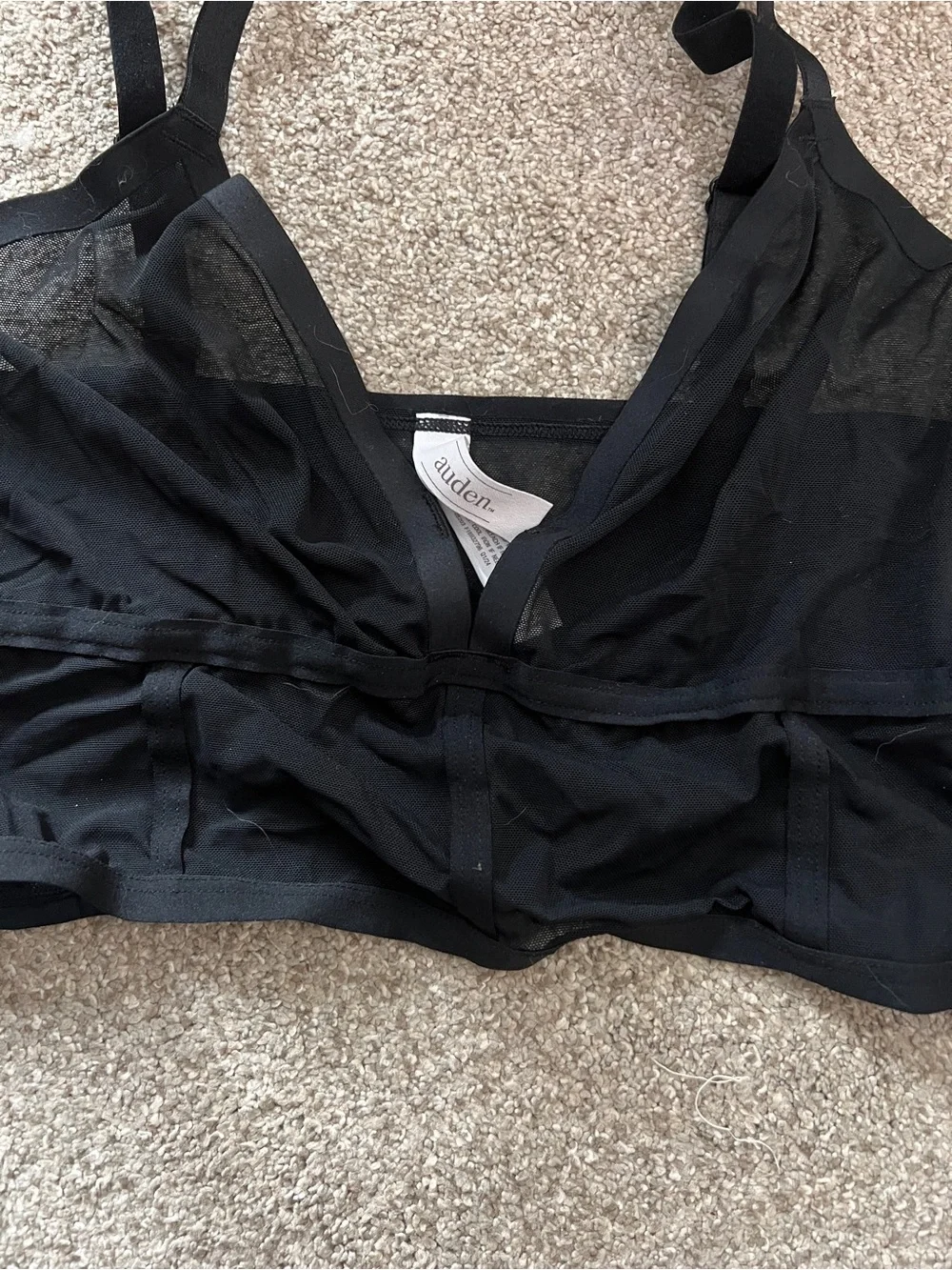 Auden Black Sheer Mesh Bralette Top - Picture 3 of 3